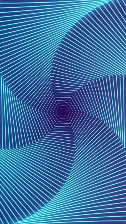 Neon Hexagonal Tunnel Illusion, A Mesmerizing Journey Through Geometric Light Stock Footage 313090189
