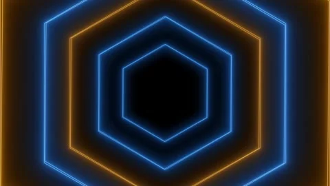 Neon hexagons with blue yellow gradient. Stock Footage 286408211
