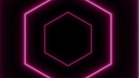 Neon hexagons in dark abstract space. Stock Footage 286408484
