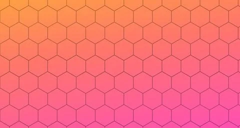 Neon hexagons glowing on dark background Stock Illustration