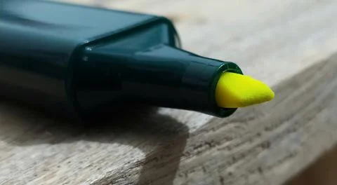 Neon highlighter on table Stock Photos