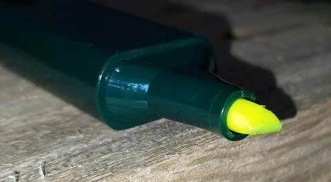 Neon highlighter on table Stock Photos