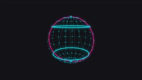 Neon Holographic Sphere Matrix Seamless Motion Graphic Stock Footage 341723947