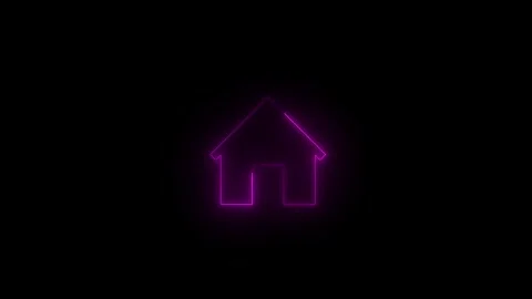 Neon home solid icon glowing black background animation Vidéo 289524616