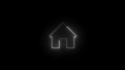 Neon home solid icon glowing black background animation Stock Footage 289524663