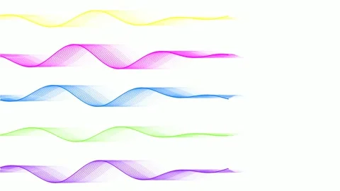 Neon horizontal wave multi layer motion Video stock 310412835