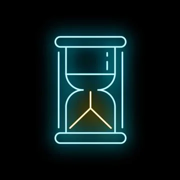 Neon hourglass glowing representing time passing and deadline Stock Illustration