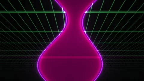 Neon Hourglass with Grid Background. Stock Footage 336248869