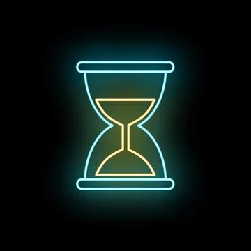Neon hourglass timer measuring time passing icon Stock Illustration
