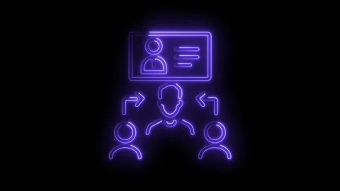Neon hr structure organization with card business staff teamwork management in Stock-Footage 330773139