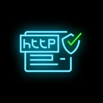 Neon https protocol icon representing secure internet connection 스톡 일러스트