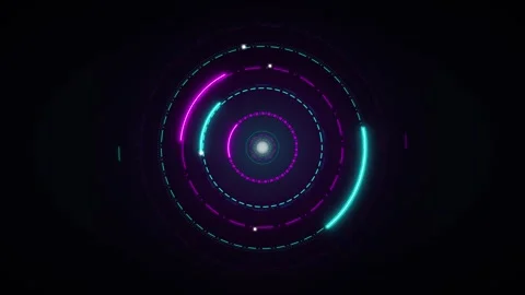 Neon hud circular interface animation with rotating digital data rings and .. Stock Footage 337561941