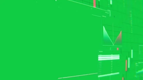 Neon HUD data wall glitching leftward, expanding panels and charts for Stock Footage 348242551