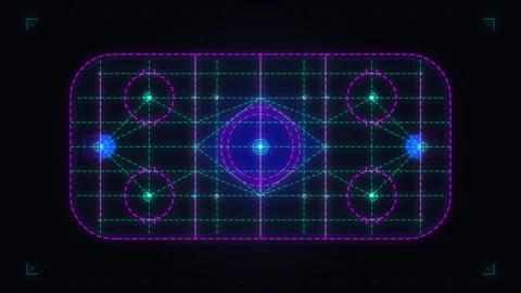 Neon hud hockey loop animation with glowing cyber interface grid lines Stock Footage 346544255