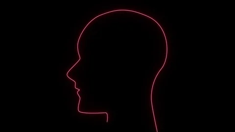 Neon human brain animation appearing on black background.Health. Technology Video stock 126610713