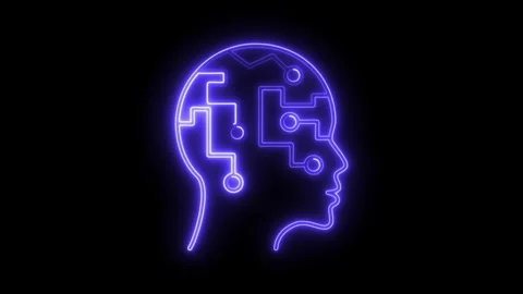 Neon human head circuit board artificial intelligence concept Stock Footage 308192445