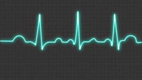 Neon human heart normal sinus rhythm, electrocardiogram record. Bright and .. イラスト素材