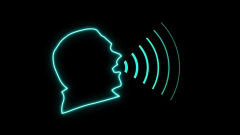 Neon Human Talk logo sound wave voice technology outline icon design. Speak.. Stock Footage 296489705