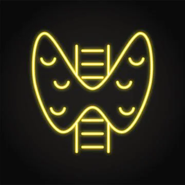 Neon human thyroid icon in line style Stock Illustration