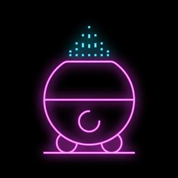 Neon humidifier diffusing water vapor into the air イラスト素材