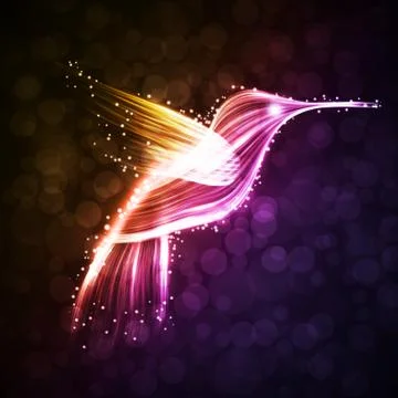 Neon hummingbird. Stock Illustration