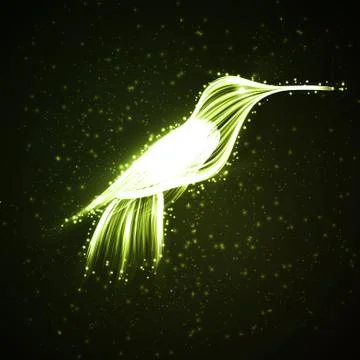 Neon hummingbird. Illustrazione stock