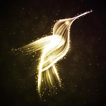 Neon hummingbird. Stock Illustration