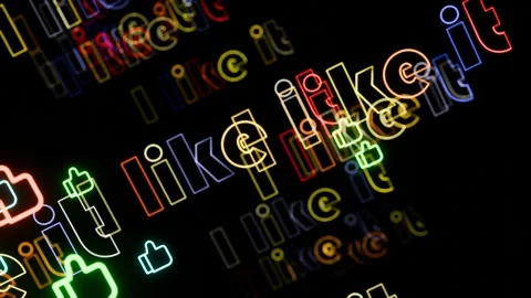 Neon i like it for social text on a black background in a seamless loop. Stock Footage 289131990