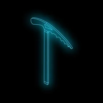 Neon ice axe glowing on dark background 库存插图