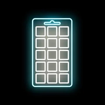 Neon ice cube tray glowing outline icon Stock Illustration