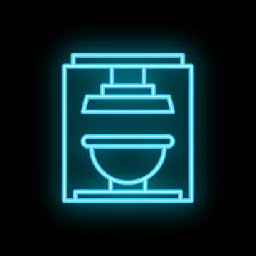 Neon icon of a 3d printer printing a bowl Stock Illustration