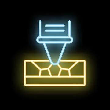 Neon icon of a 3d printer printing a surface with honeycomb fill pattern Stock Illustration