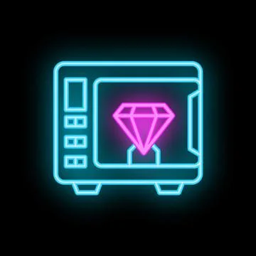 Neon icon of 3d printer printing a large diamond Stock Illustration