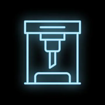 Neon icon of a 3d printer printing a prototype Stock Illustration