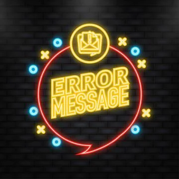 Neon Icon. 404 error message. Not found isolated in red background. Vector Stock Illustration