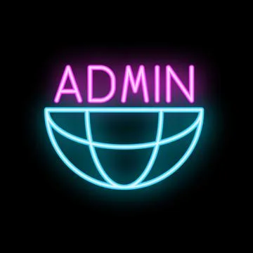 Neon icon of admin panel covering half of earth globe Stock Illustration
