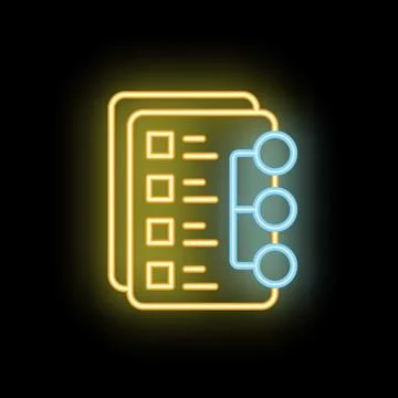 Neon icon of algorithm showing machine learning process イラスト素材