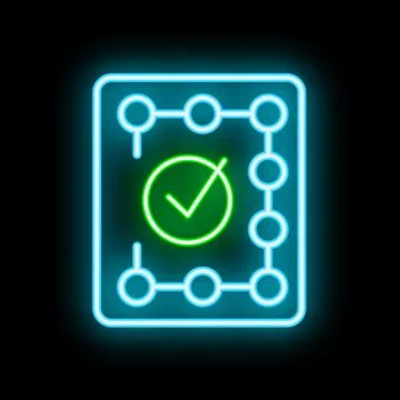Neon icon of algorithm showing validating process Stock Illustration