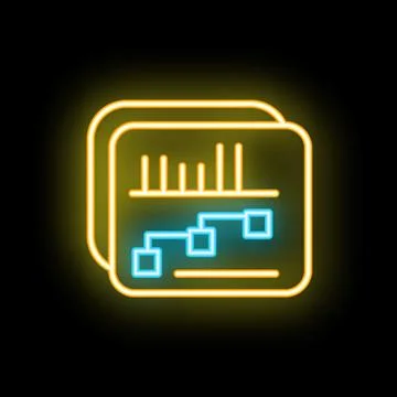 Neon icon of analytics report showing growth and success Stockillustratie