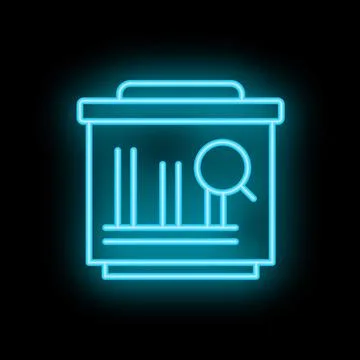 Neon icon of analyzing business data on a flip chart 스톡 일러스트