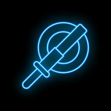 Neon icon of angle grinder cutting a metal circle Stock Illustration