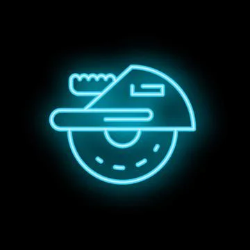 Neon icon of angle grinder cutting disc tool for construction Stock Illustration