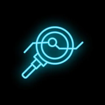 Neon icon of angle grinder cutting disc glowing in blue Stock Illustration