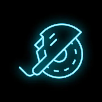 Neon icon of angle grinder cutting disc tool for construction works Stock Illustration