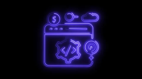 Neon icon animation of cloud computing,web development,feminism,and digital.. Video stock 308997746