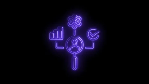 Neon icon animation depicting human resources management with analytics and Stock Footage 330773254