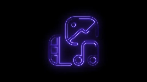 Neon icon animation of multimedia elements photo album list music note on bla Video stock 314543665