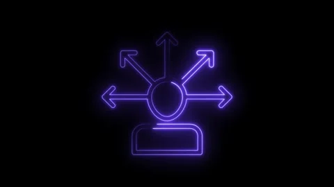 Neon icon animation showcasing multiple directional strategies choices decisions Stock Footage 322983249
