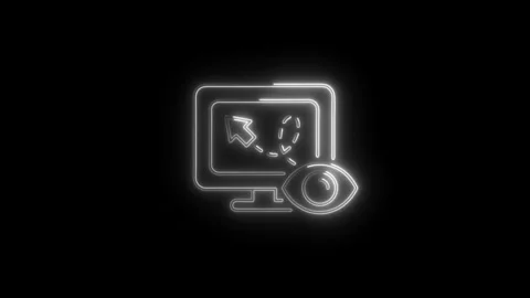 Neon icon animation of website analytics and user tracking on a black backg.. 스톡 동영상 308178691
