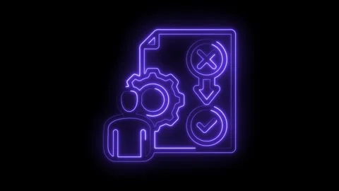 Neon icon animation workflow management task automation progress report with Stock Footage 330781502